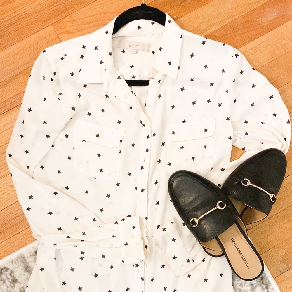 LOFT star button up blouse